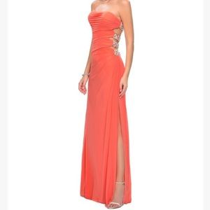 BNWT La Femme strapless / beaded floor length gown